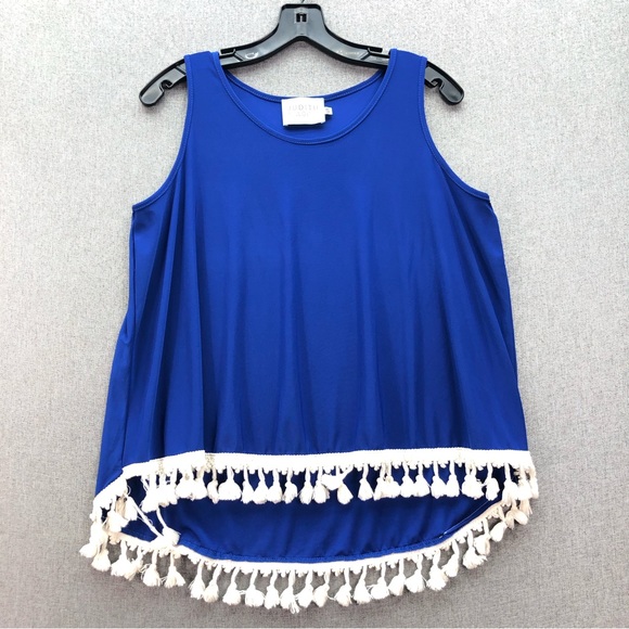 Tops - Judith March Blue White Tassel Top Size S